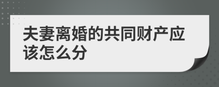 夫妻离婚的共同财产应该怎么分