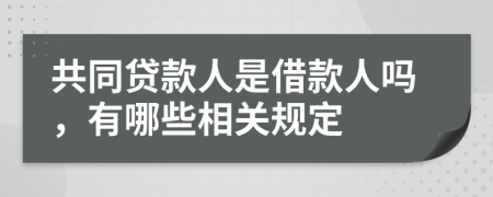 共同贷款人是借款人吗，有哪些相关规定