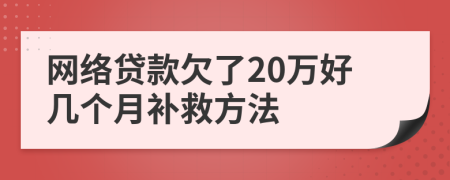 网络贷款欠了20万好几个月补救方法