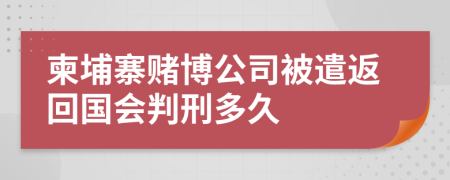 柬埔寨赌博公司被遣返回国会判刑多久