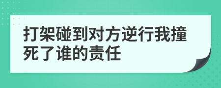 打架碰到对方逆行我撞死了谁的责任