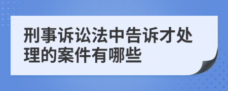 刑事诉讼法中告诉才处理的案件有哪些