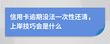 信用卡逾期没法一次性还清，上岸技巧会是什么