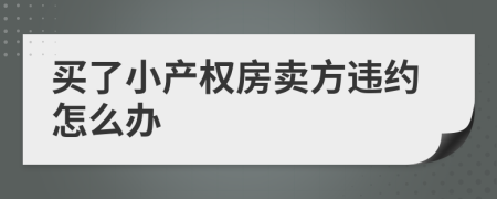 买了小产权房卖方违约怎么办