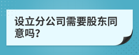 设立分公司需要股东同意吗？