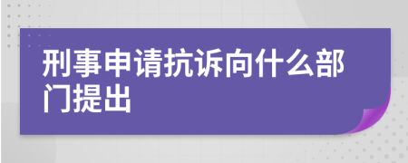 刑事申请抗诉向什么部门提出