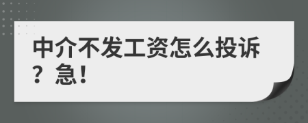 中介不发工资怎么投诉？急！