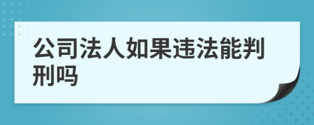 公司法人如果违法能判刑吗