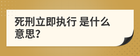  死刑立即执行 是什么意思？