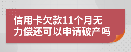 信用卡欠款11个月无力偿还可以申请破产吗
