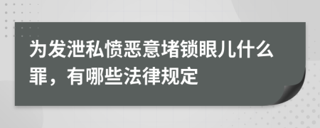 为发泄私愤恶意堵锁眼儿什么罪，有哪些法律规定