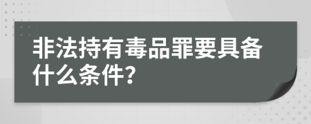 非法持有毒品罪要具备什么条件？