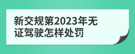 新交规第2023年无证驾驶怎样处罚