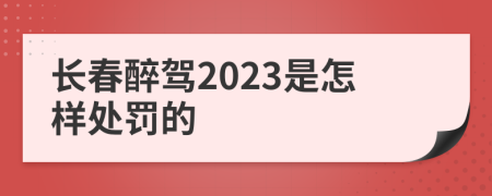 长春醉驾2023是怎样处罚的