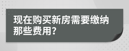 现在购买新房需要缴纳那些费用？