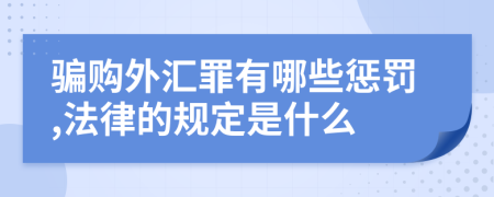 骗购外汇罪有哪些惩罚,法律的规定是什么
