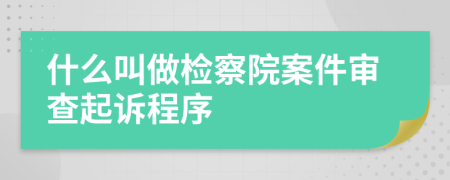 什么叫做检察院案件审查起诉程序