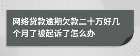 网络贷款逾期欠款二十万好几个月了被起诉了怎么办