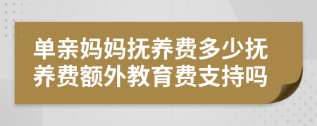 单亲妈妈抚养费多少抚养费额外教育费支持吗