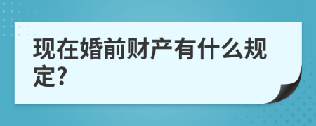 现在婚前财产有什么规定?