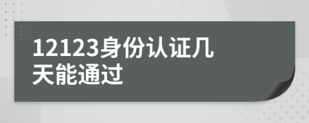 12123身份认证几天能通过