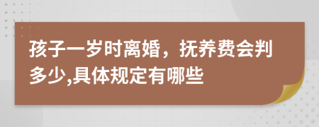 孩子一岁时离婚，抚养费会判多少,具体规定有哪些