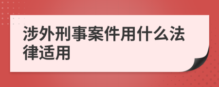 涉外刑事案件用什么法律适用