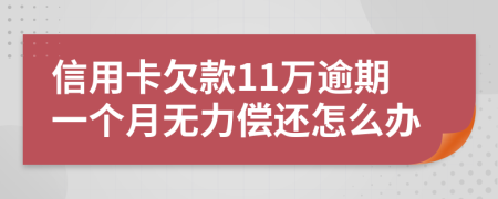 信用卡欠款11万逾期一个月无力偿还怎么办