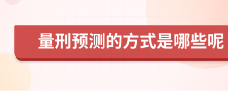 量刑预测的方式是哪些呢