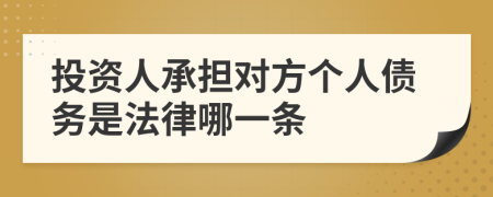 投资人承担对方个人债务是法律哪一条