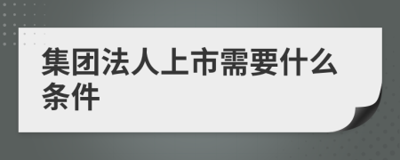 集团法人上市需要什么条件