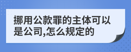 挪用公款罪的主体可以是公司,怎么规定的