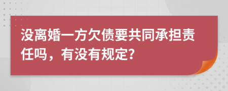 没离婚一方欠债要共同承担责任吗，有没有规定？