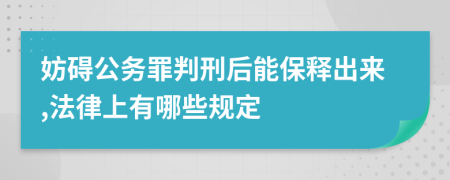 妨碍公务罪判刑后能保释出来,法律上有哪些规定