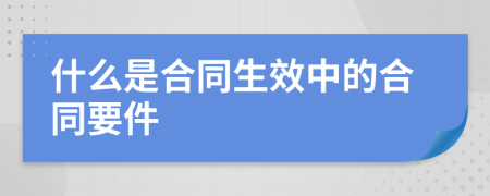 什么是合同生效中的合同要件