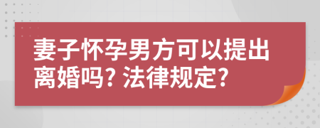 妻子怀孕男方可以提出离婚吗? 法律规定?