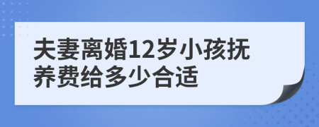 夫妻离婚12岁小孩抚养费给多少合适