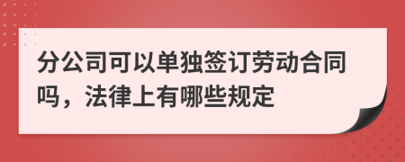 分公司可以单独签订劳动合同吗，法律上有哪些规定