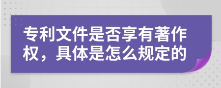 专利文件是否享有著作权，具体是怎么规定的