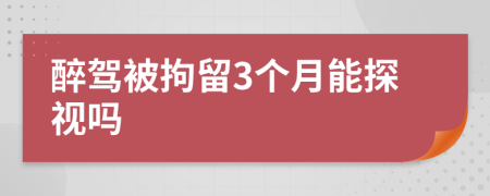 醉驾被拘留3个月能探视吗