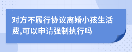 对方不履行协议离婚小孩生活费,可以申请强制执行吗