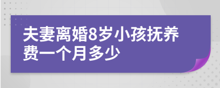 夫妻离婚8岁小孩抚养费一个月多少