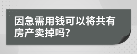 因急需用钱可以将共有房产卖掉吗？