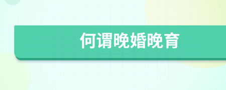 何谓晚婚晚育