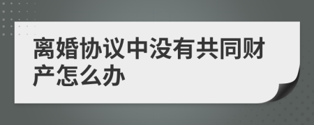 离婚协议中没有共同财产怎么办