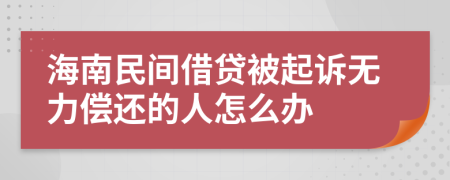 海南民间借贷被起诉无力偿还的人怎么办