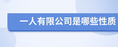 一人有限公司是哪些性质