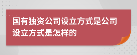 国有独资公司设立方式是公司设立方式是怎样的