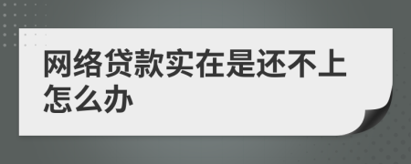 网络贷款实在是还不上怎么办