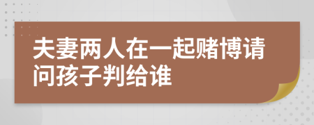 夫妻两人在一起赌博请问孩子判给谁